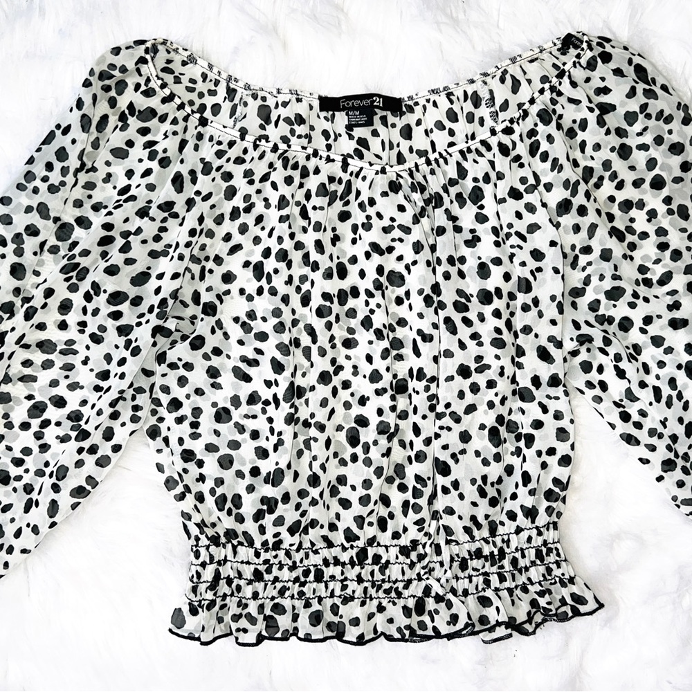 Dalmation Off the Shoulder Sheer Blouse x F21